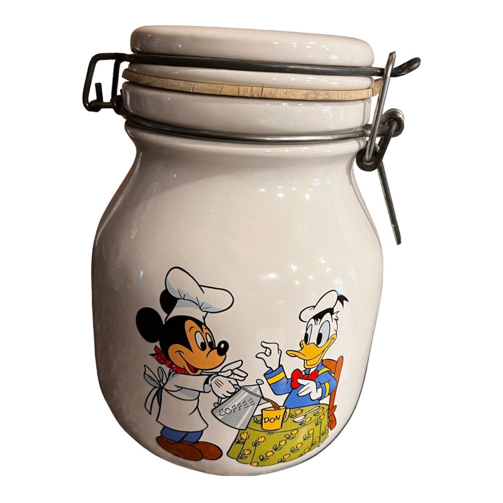 Chef Mickey Mouse Disney Productions Donald Coffee Cookie Jar Vintage 80s Rare